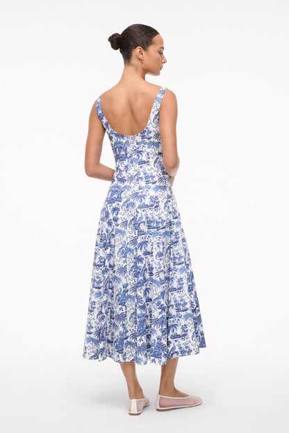 STAUD Dresses|Clothing Wells Dress - China Blue Toile