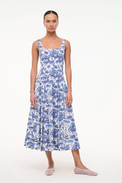 STAUD Dresses|Clothing Wells Dress - China Blue Toile