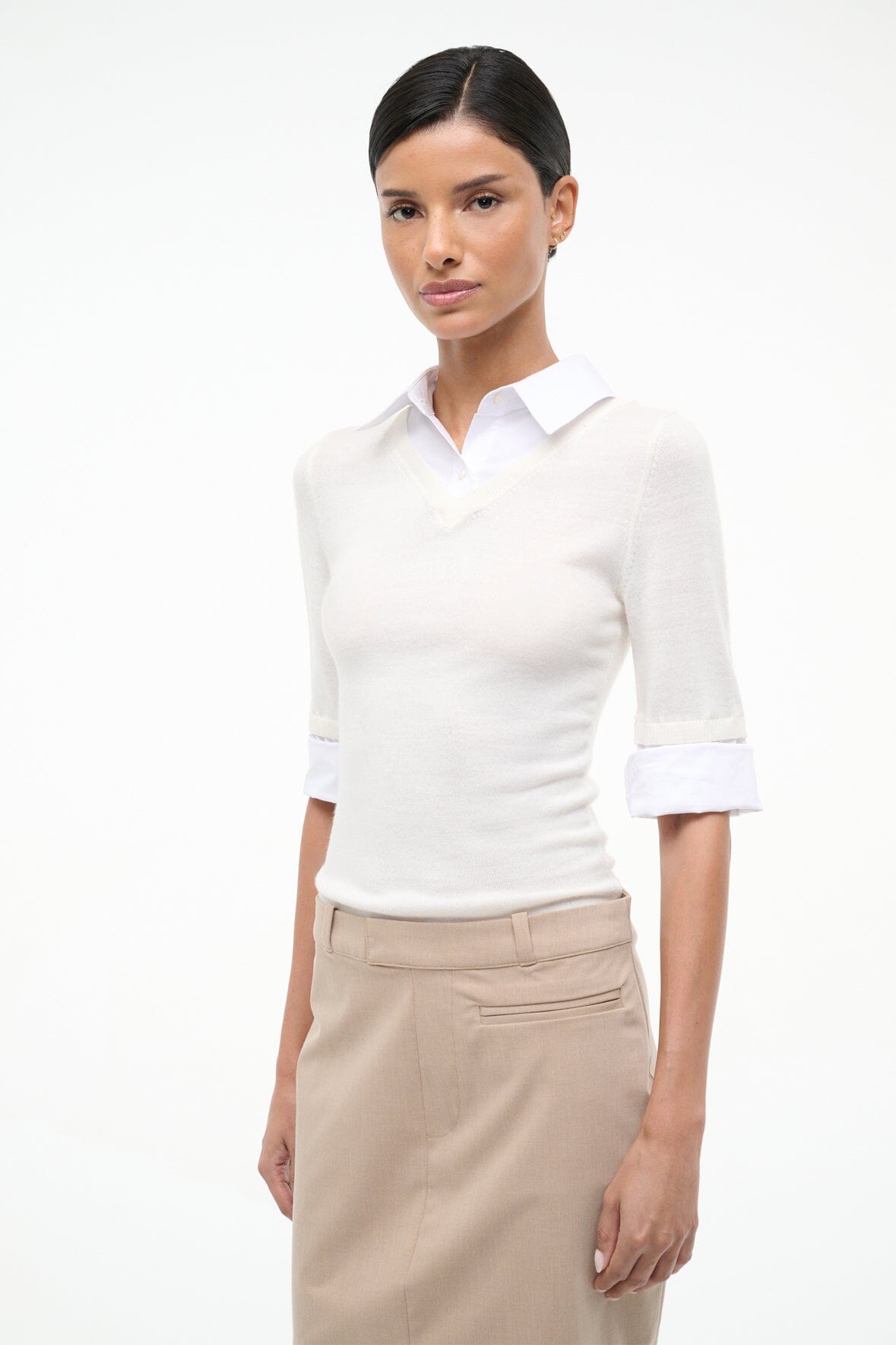 STAUD Sale Geo Mini Dress Barley Ivory
