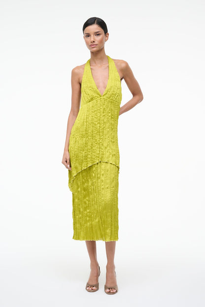 STAUD Sale Laurie Dress Chartreuse
