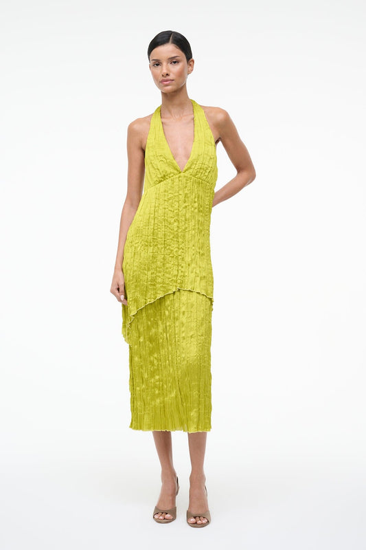STAUD Sale Laurie Dress Chartreuse