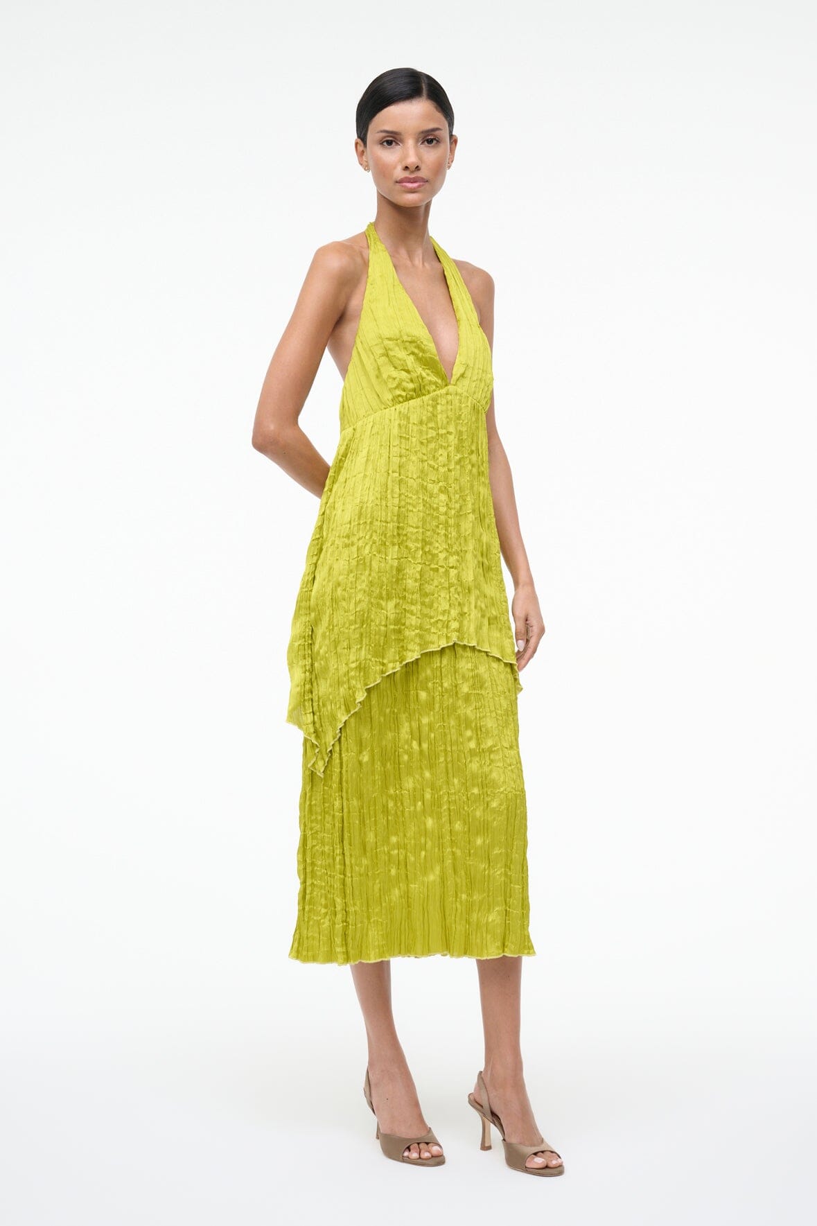 STAUD Sale Laurie Dress Chartreuse