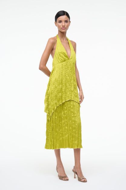 STAUD Sale Laurie Dress Chartreuse
