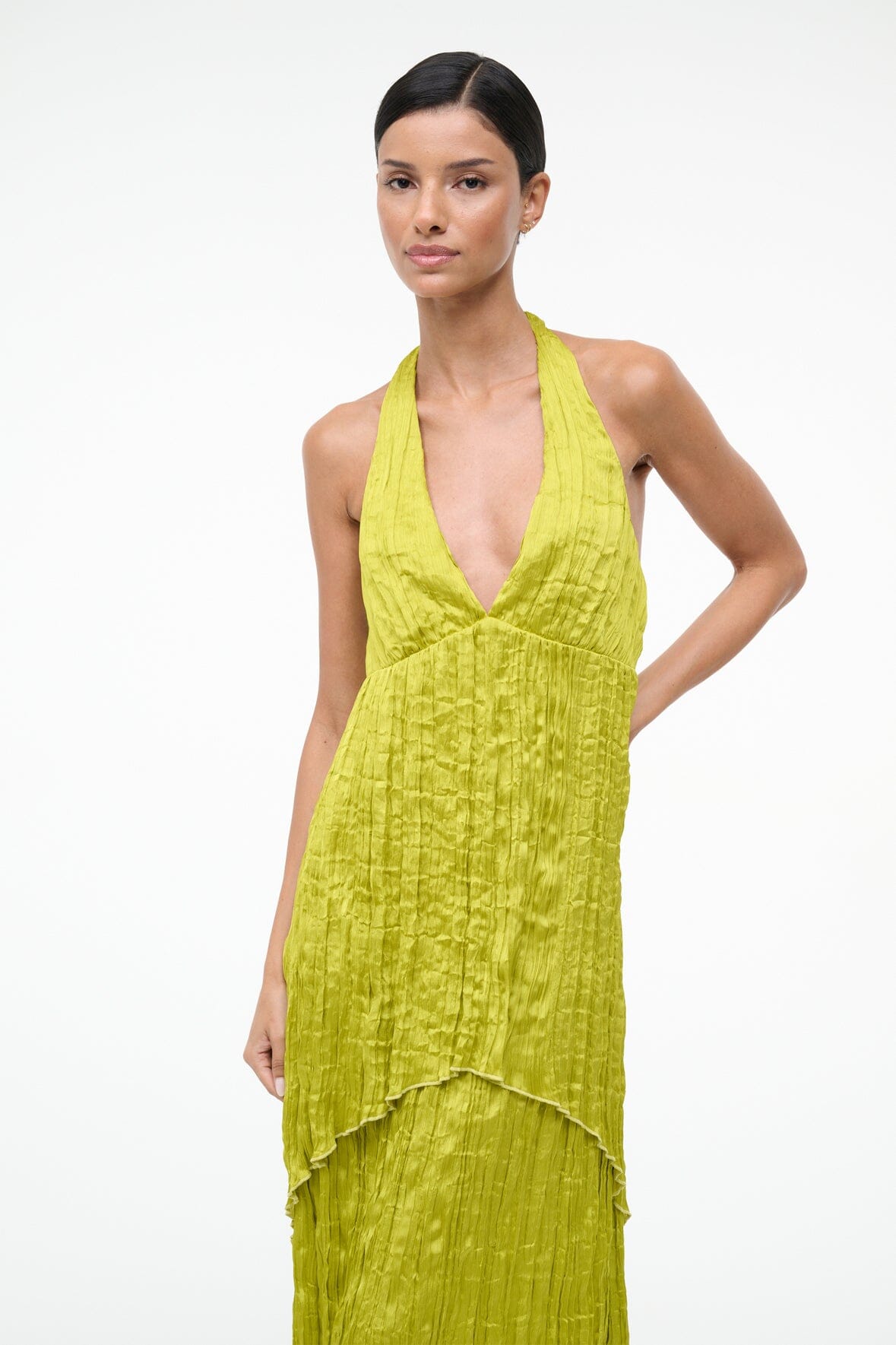 STAUD Sale Laurie Dress Chartreuse