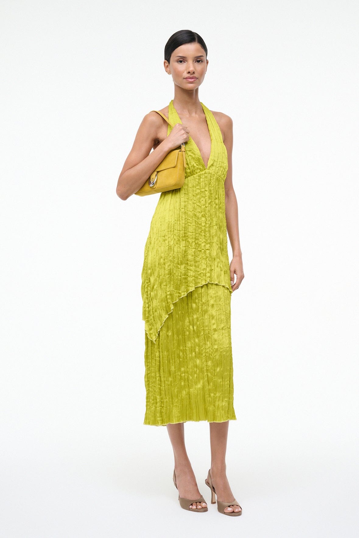 STAUD Sale Laurie Dress Chartreuse