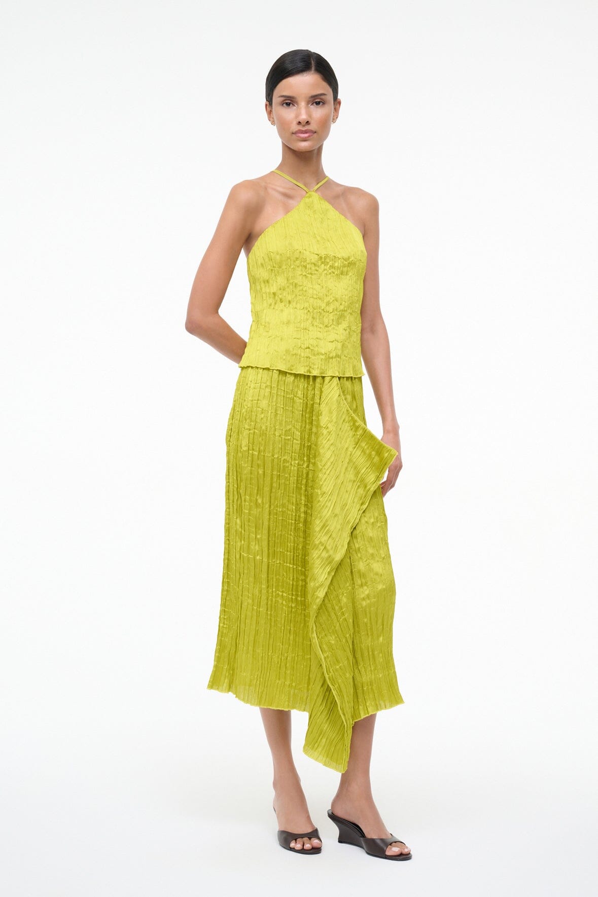 STAUD Sale Mai Skirt Chartreuse