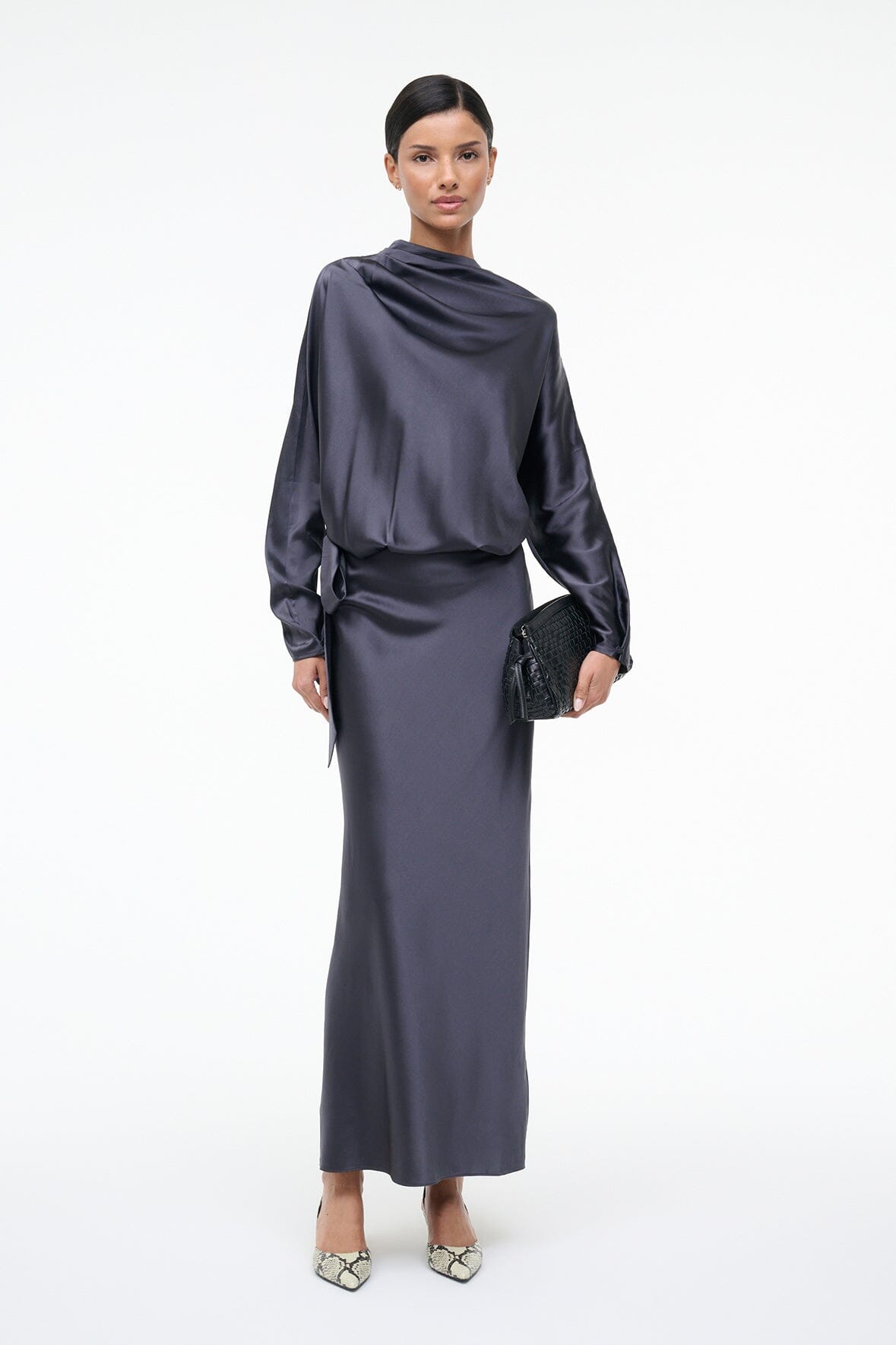STAUD Sale Phoebe Silk Dress Nocturne