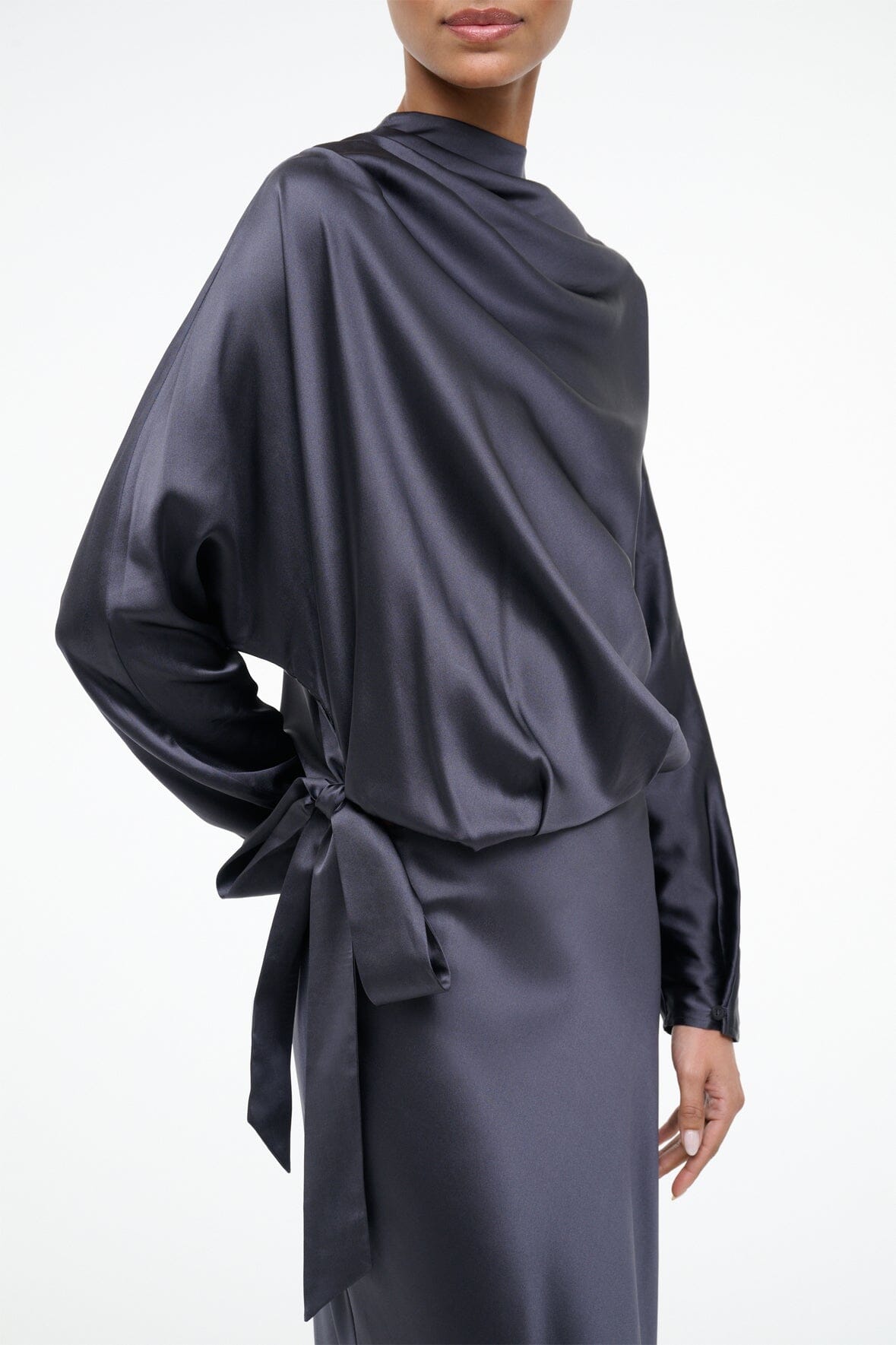 STAUD Sale Phoebe Silk Dress Nocturne