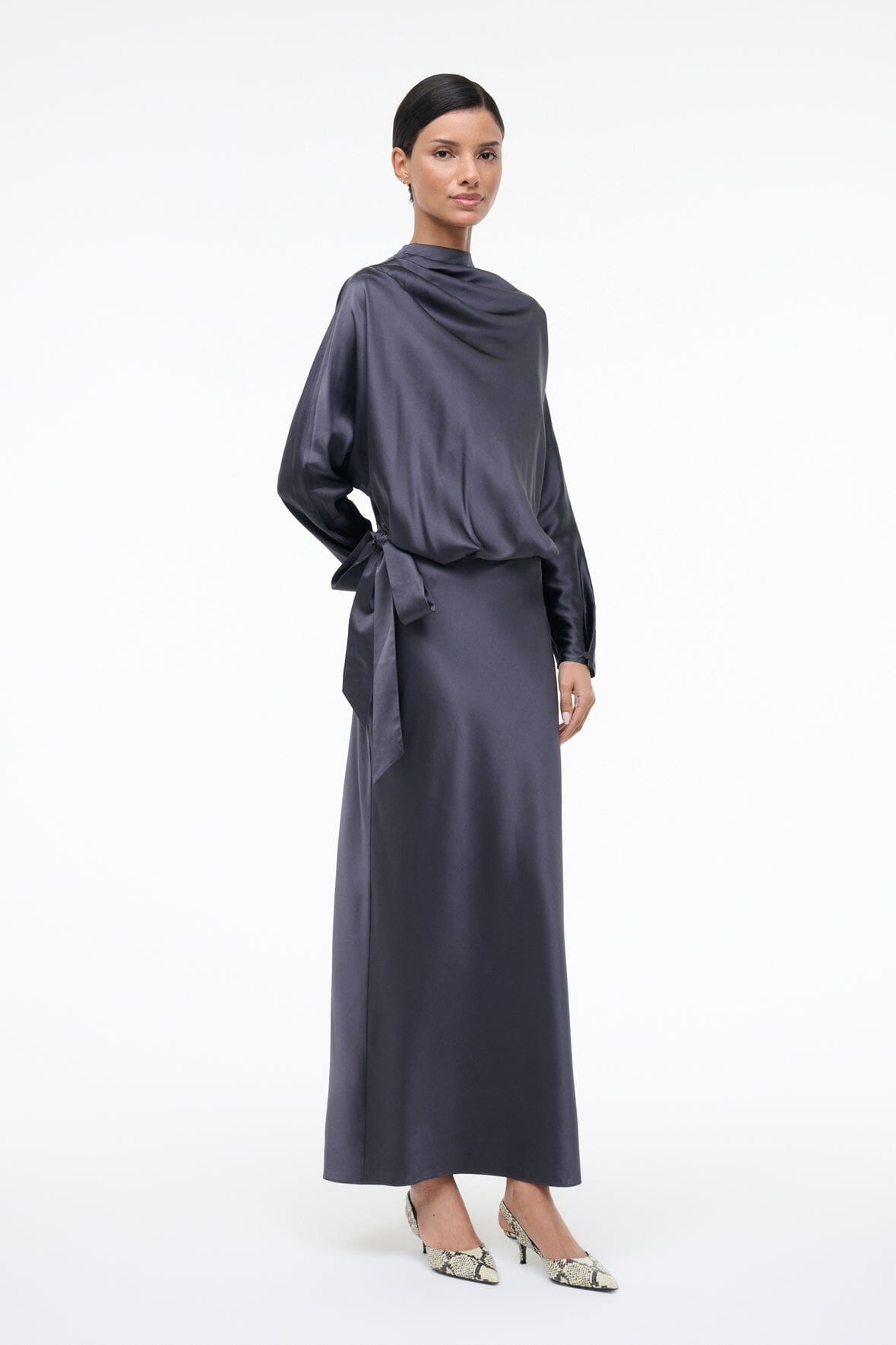 STAUD Sale Phoebe Silk Dress Nocturne