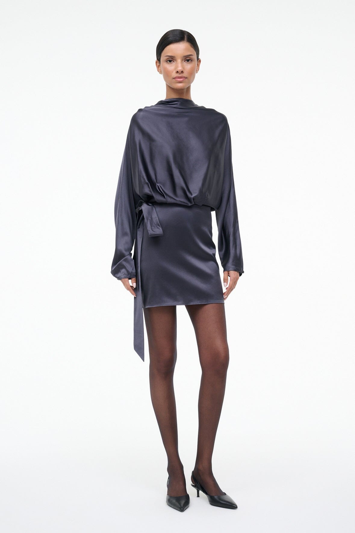 STAUD Sale Phoebe Silk Mini Dress Nocturne