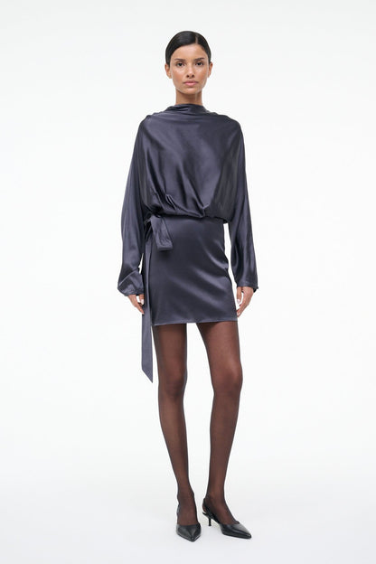 STAUD Sale Phoebe Silk Mini Dress Nocturne