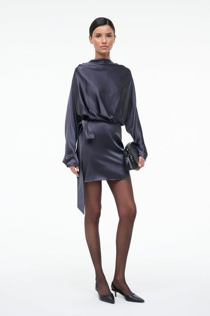 STAUD Sale Phoebe Silk Mini Dress Nocturne