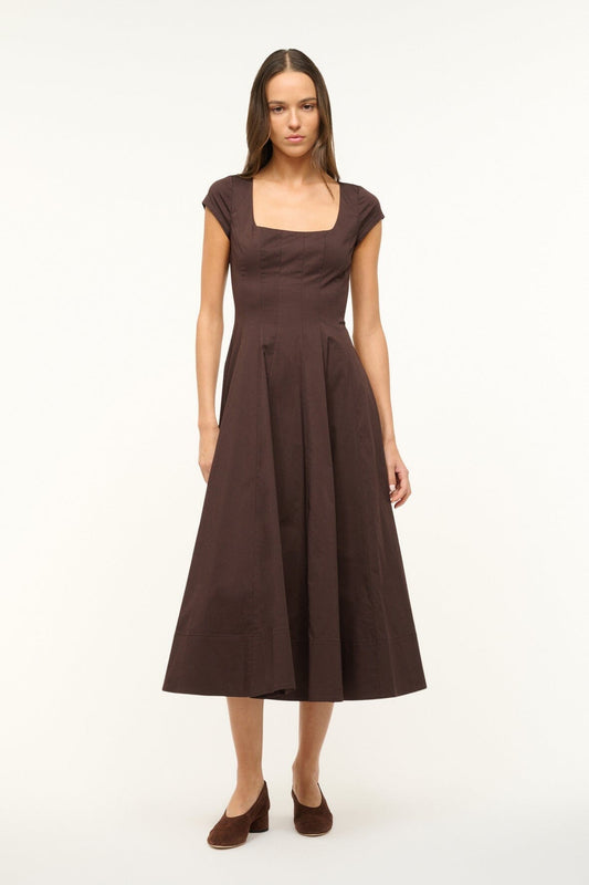 STAUD Clothing Su26 Short Sleeve Wells Dress Earth