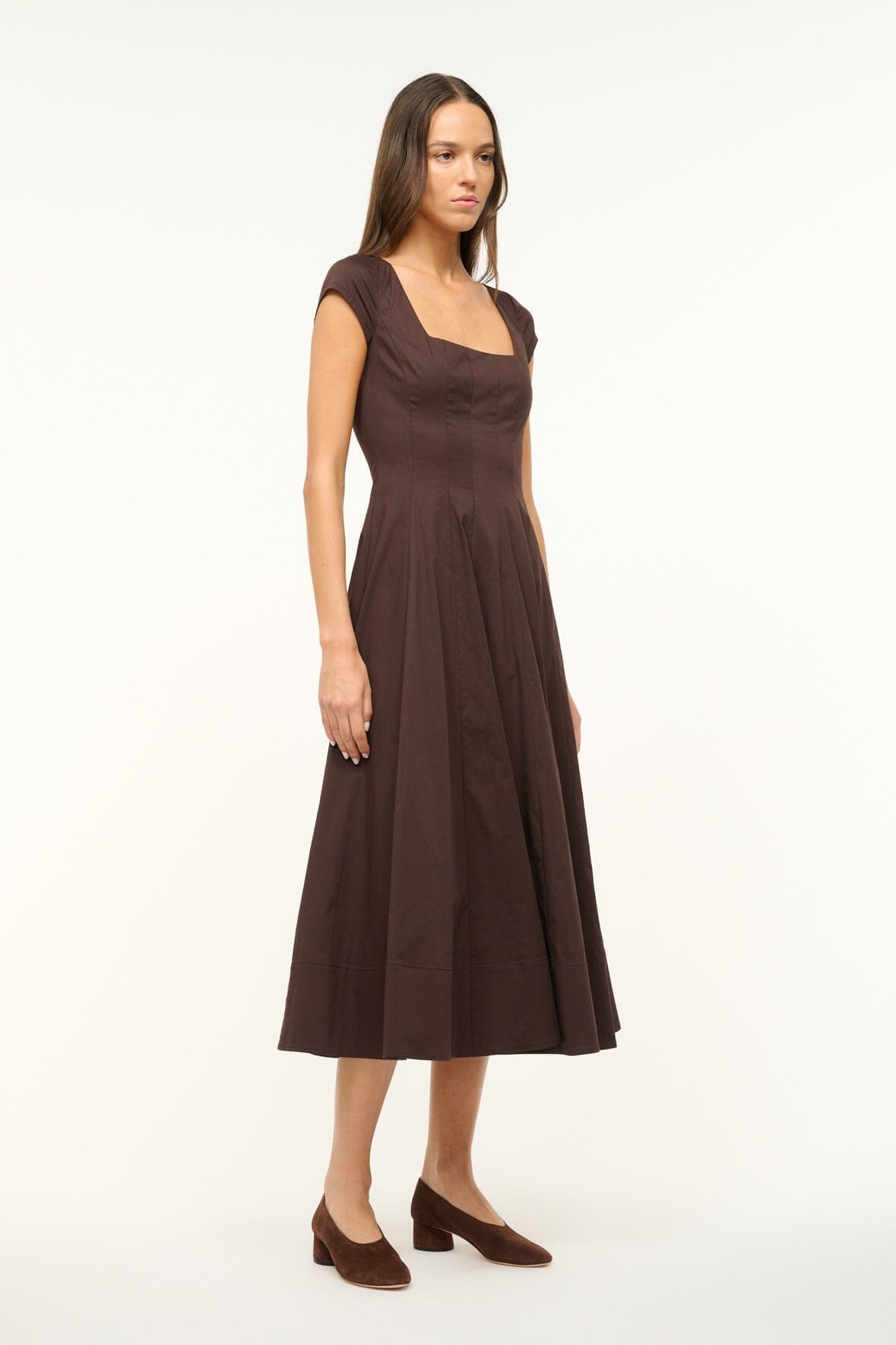 STAUD Clothing Su26 Short Sleeve Wells Dress Earth