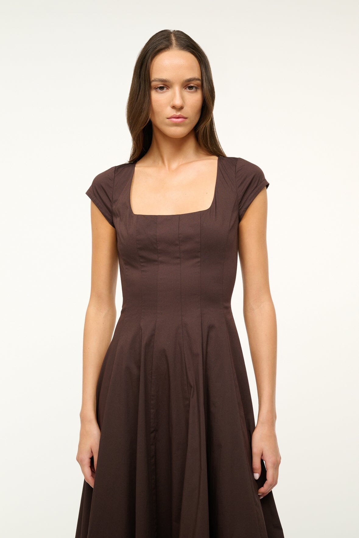 STAUD Clothing Su26 Short Sleeve Wells Dress Earth