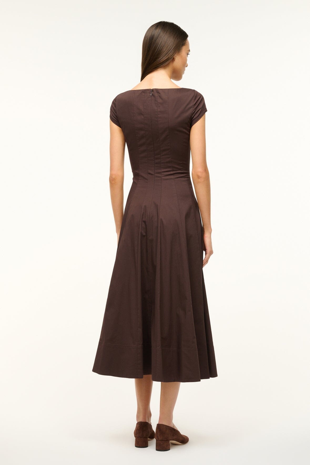 STAUD Clothing Su26 Short Sleeve Wells Dress Earth