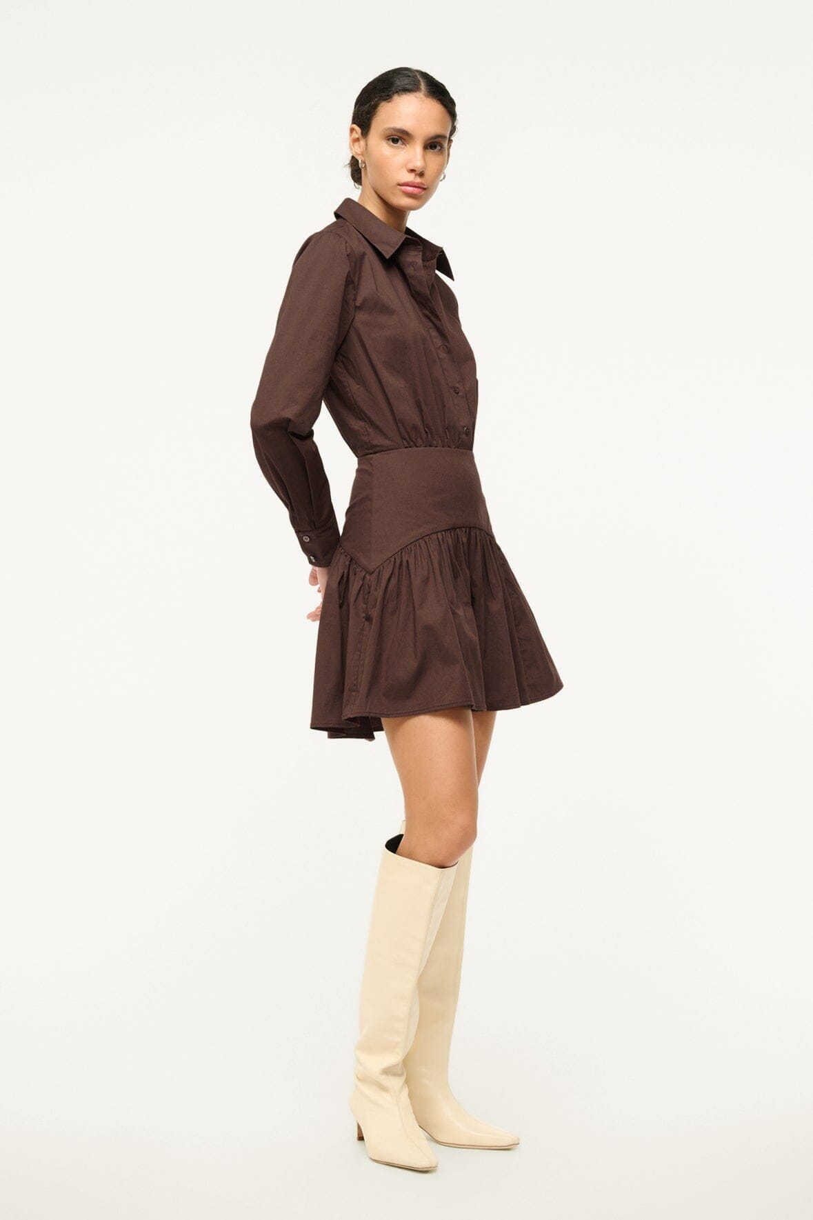 STAUD Clothing Rocco Mini Dress Earth 1