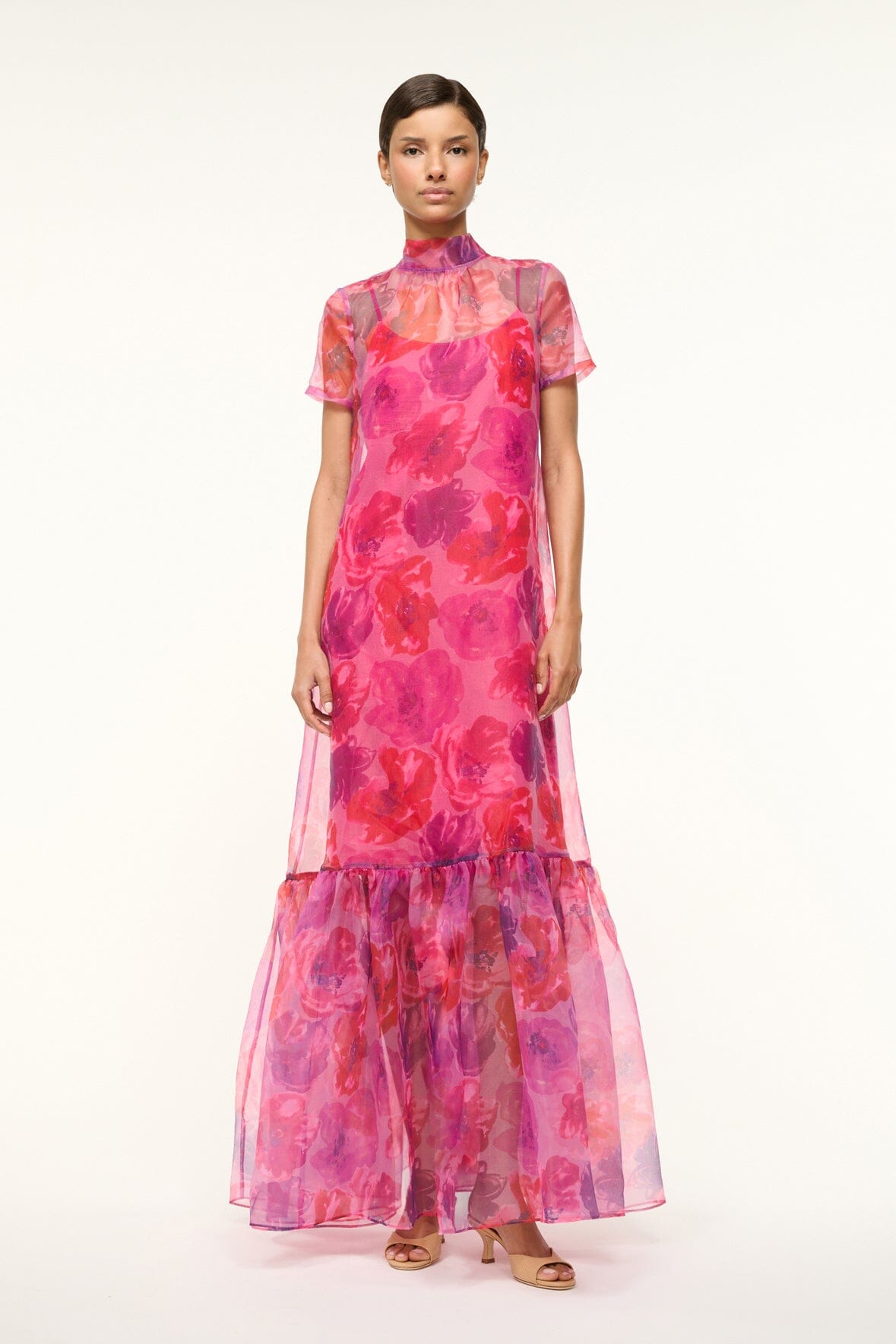 STAUD Clothing Calluna Dress Magenta Painted Floral