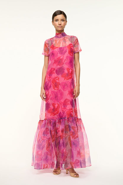 STAUD Clothing Calluna Dress Magenta Painted Floral