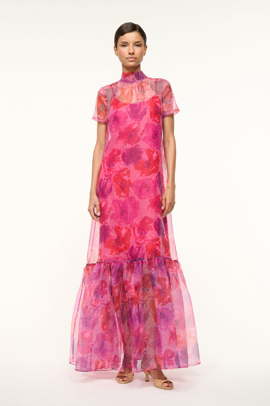 STAUD Clothing Calluna Dress Magenta Painted Floral