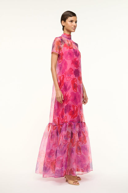 STAUD Clothing Calluna Dress Magenta Painted Floral