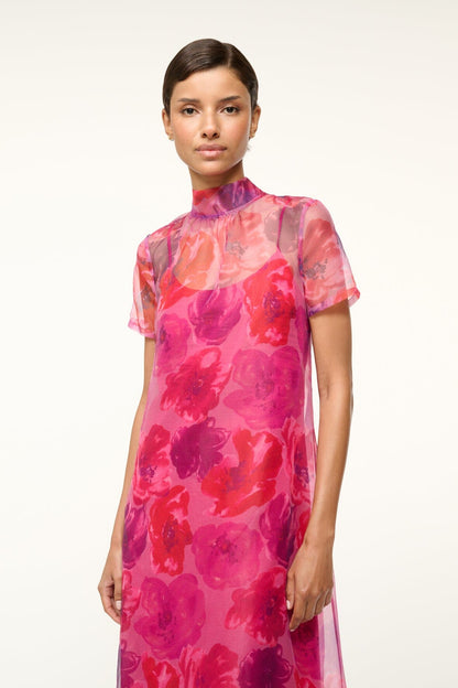 STAUD Clothing Calluna Dress Magenta Painted Floral