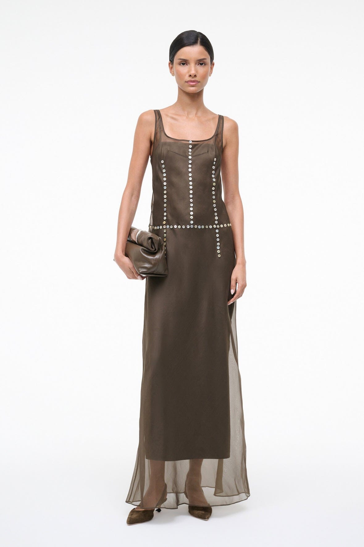 STAUD Sale Greta Silk Dress Soil