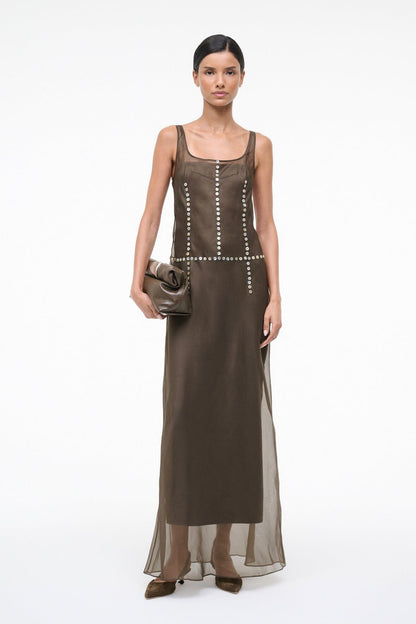 STAUD Sale Greta Silk Dress Soil
