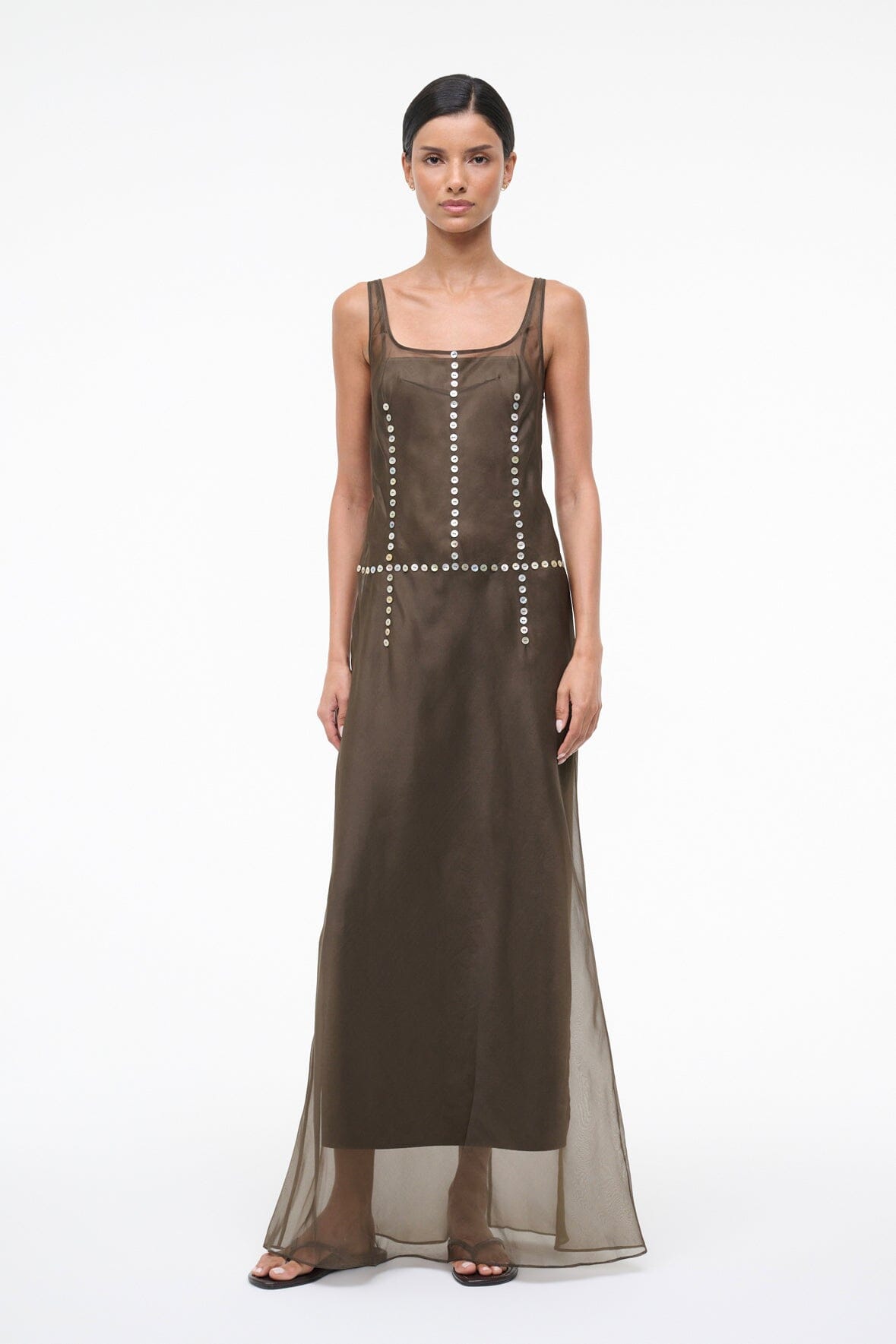 STAUD Sale Greta Silk Dress Soil