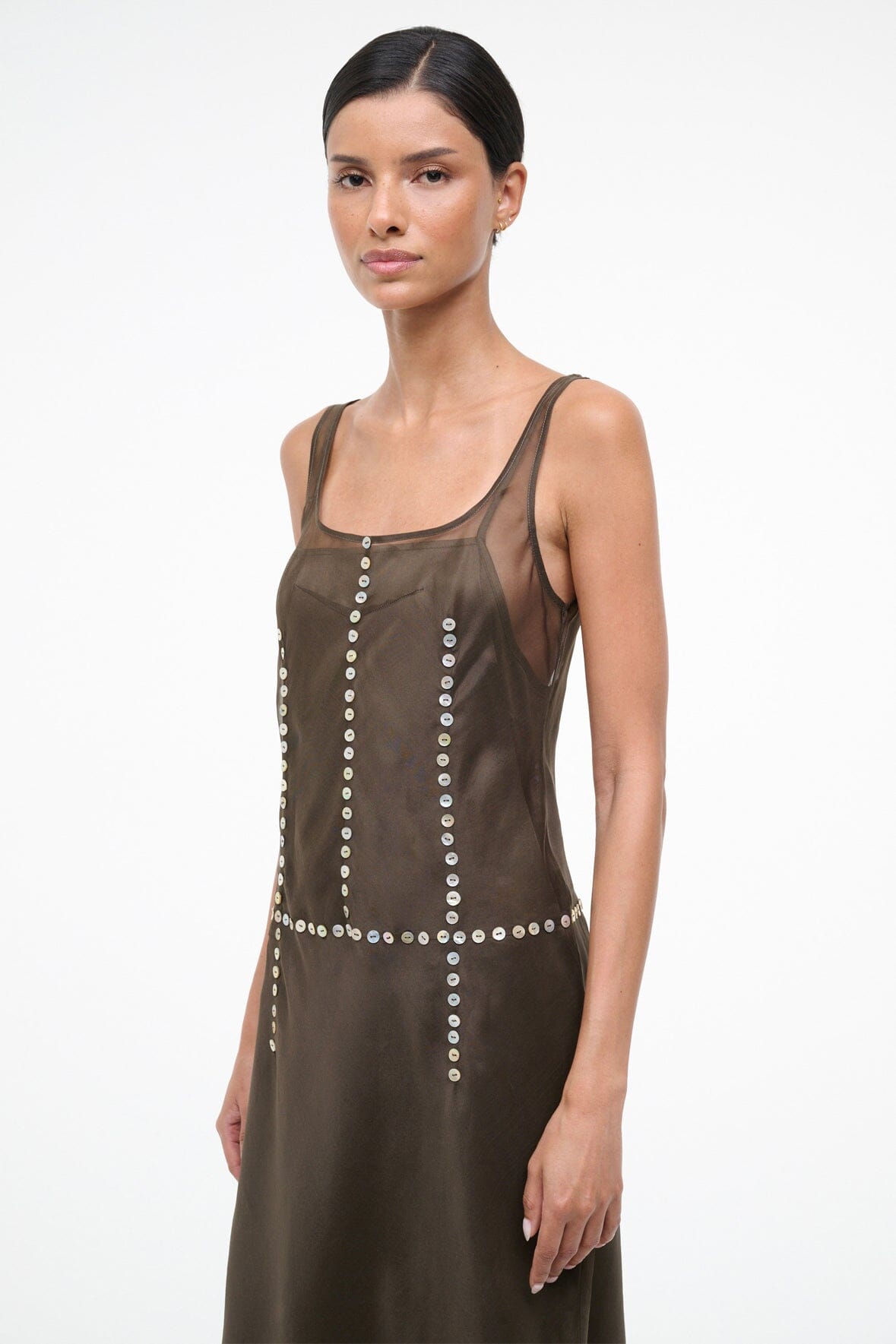 STAUD Sale Greta Silk Dress Soil