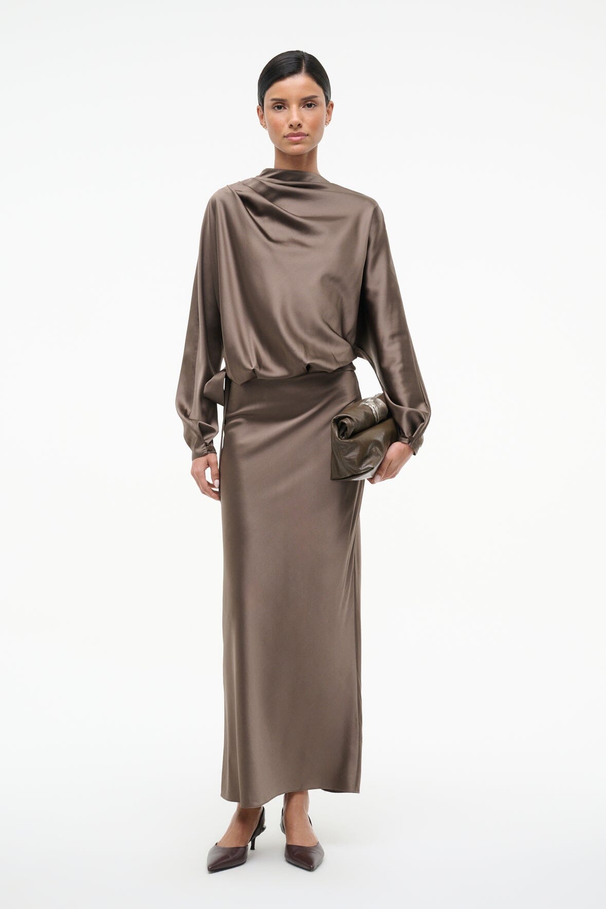 STAUD Sale Phoebe Silk Dress Truffle