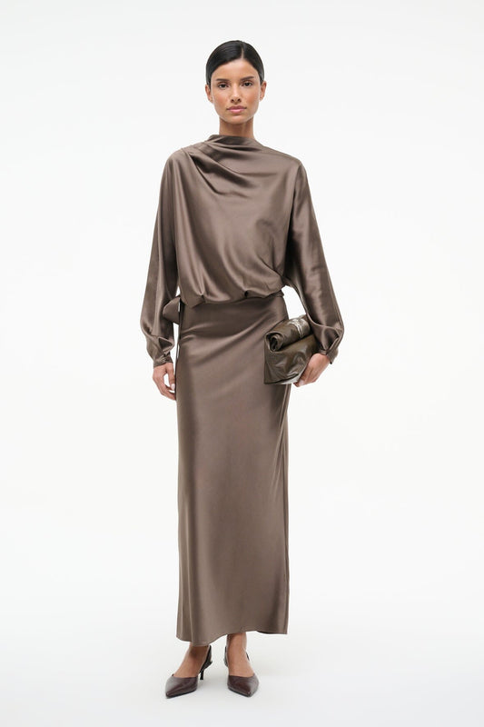 STAUD Sale Phoebe Silk Dress Truffle