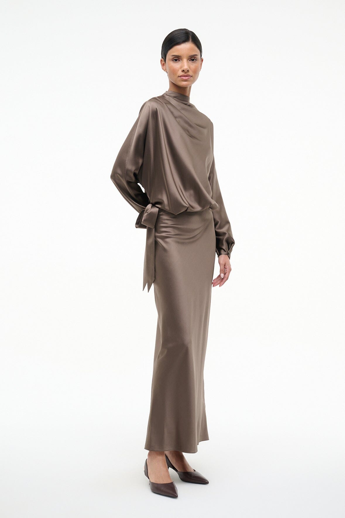 STAUD Sale Phoebe Silk Dress Truffle