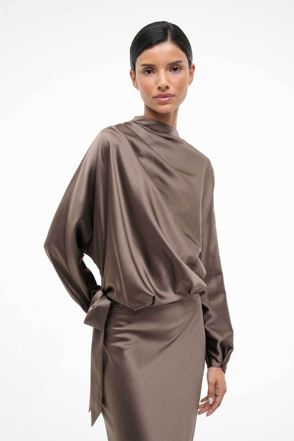 STAUD Sale Phoebe Silk Dress Truffle