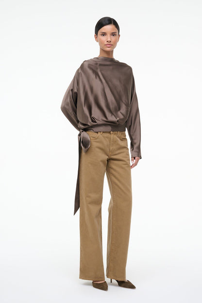 STAUD Sale Phoebe Silk Top Truffle