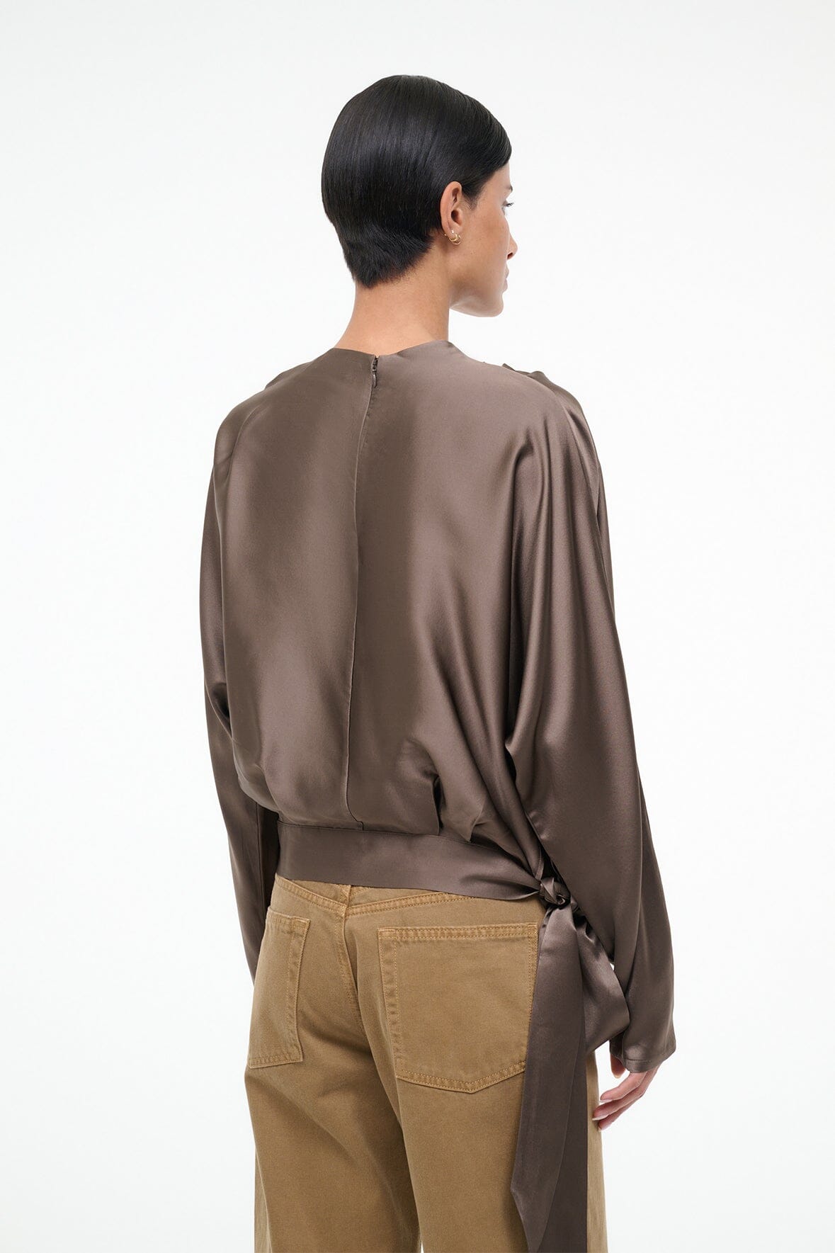 STAUD Sale Phoebe Silk Top Truffle