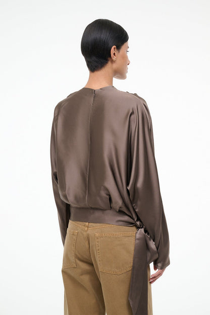 STAUD Sale Phoebe Silk Top Truffle