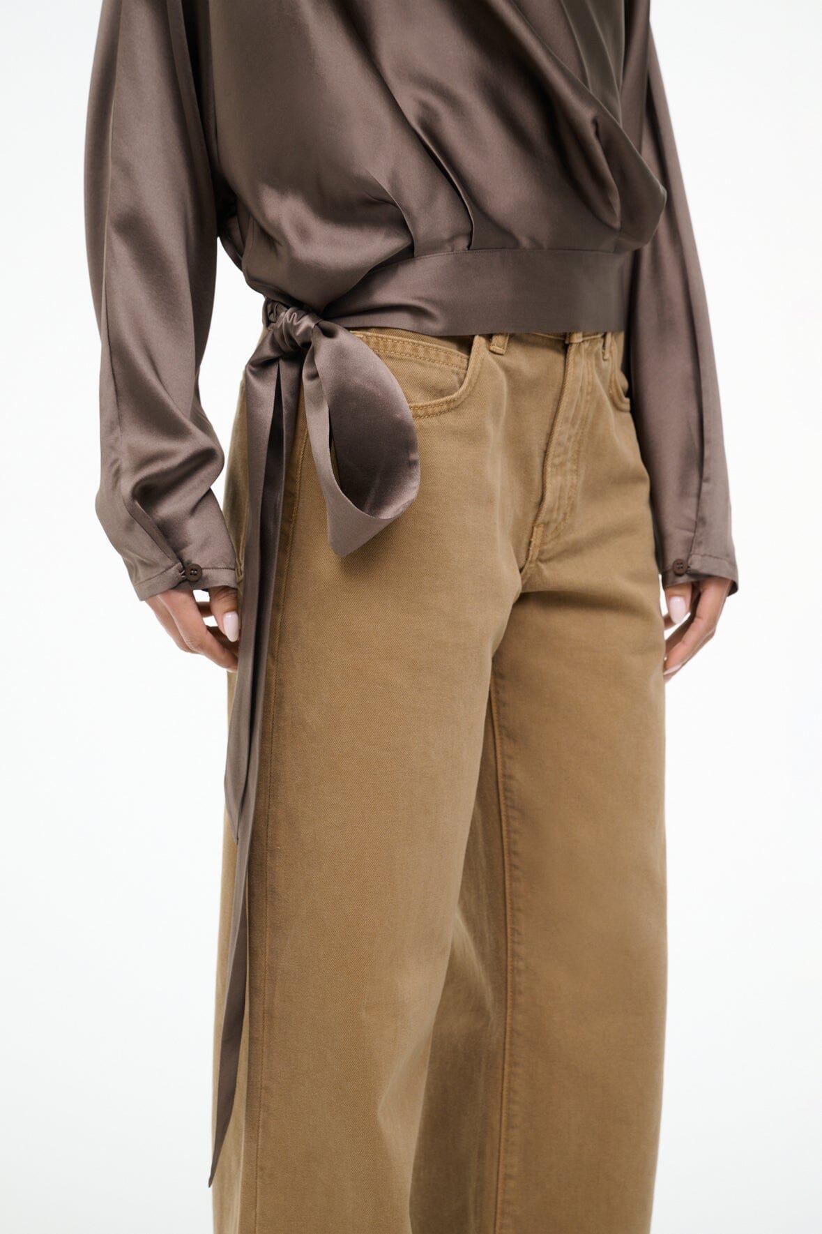 STAUD Sale Phoebe Silk Top Truffle