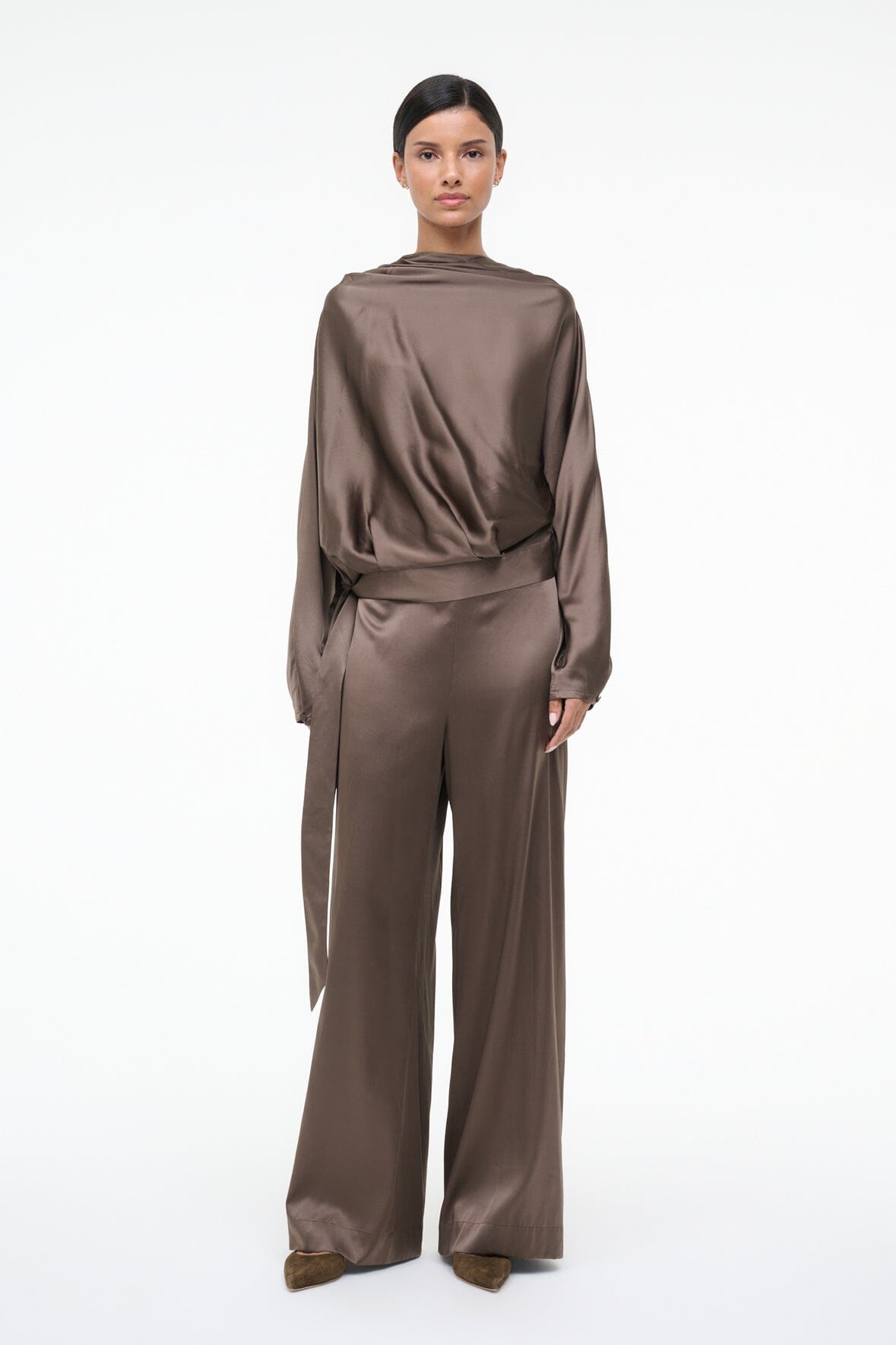 STAUD Sale Phoebe Silk Top Truffle