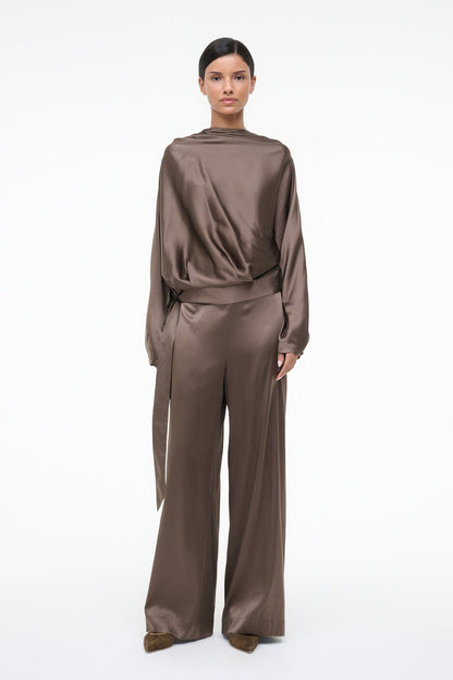 STAUD Sale Phoebe Silk Top Truffle