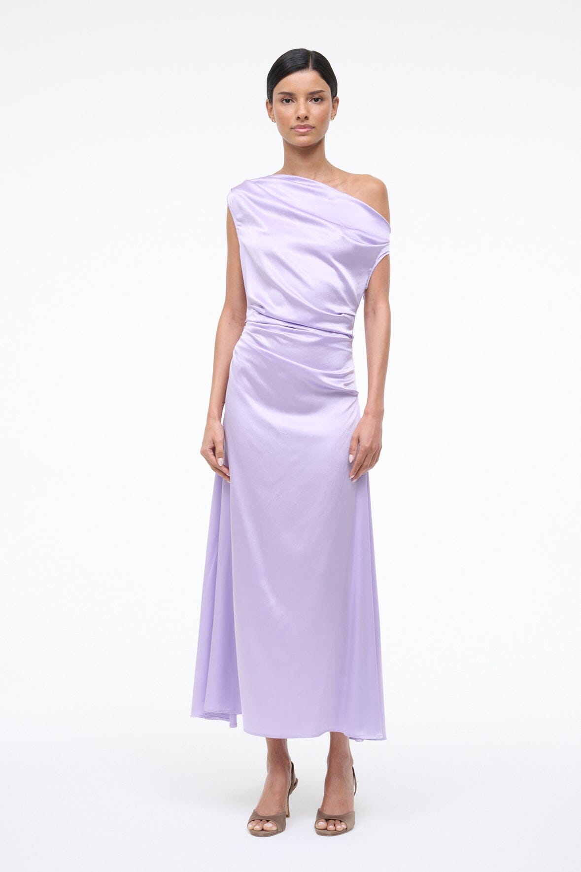 STAUD Sale Phare Silk Dress Wisteria