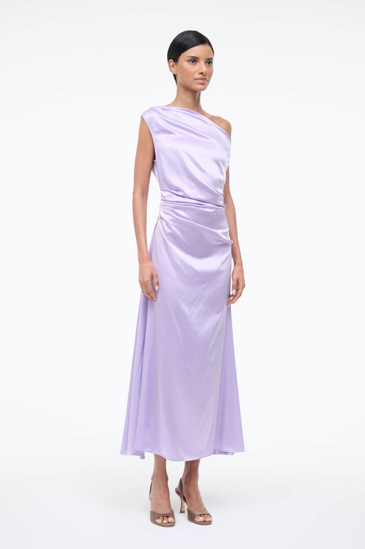 STAUD Sale Phare Silk Dress Wisteria