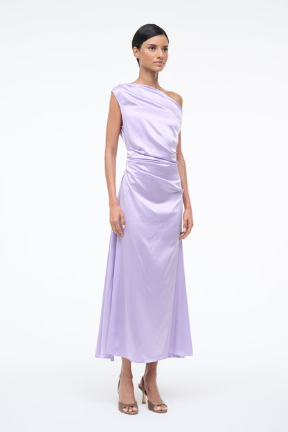 STAUD Sale Phare Silk Dress Wisteria