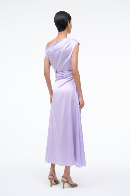 STAUD Sale Phare Silk Dress Wisteria