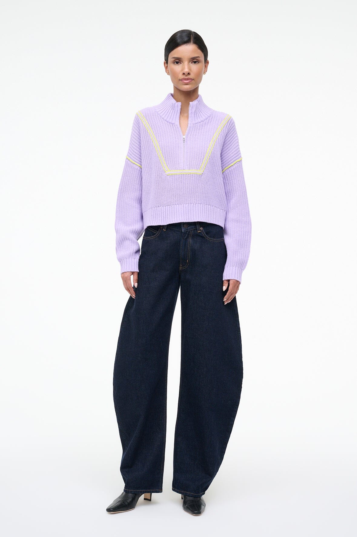 STAUD Sale Cropped Hampton Sweater Wisteria
