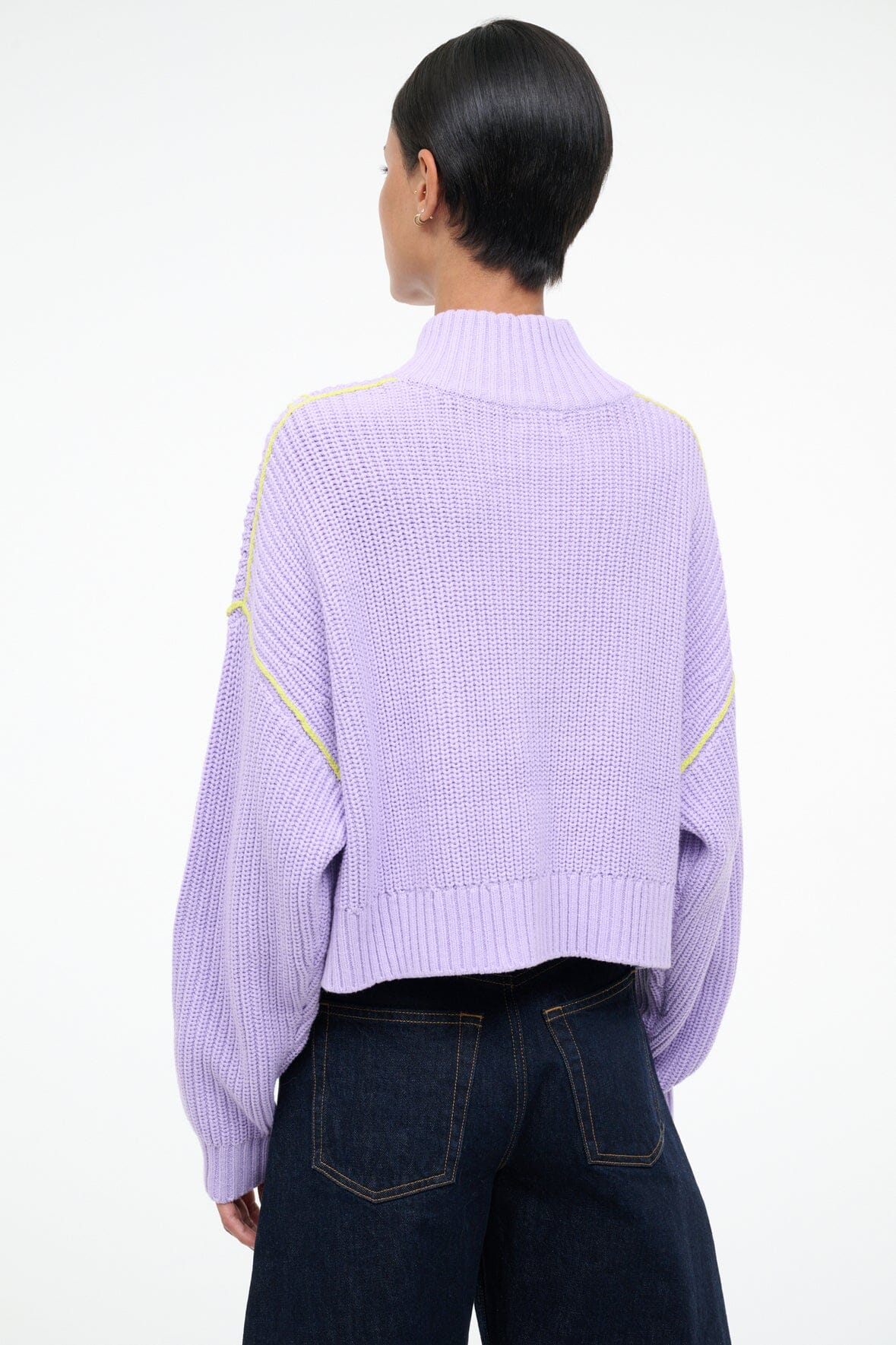 STAUD Sale Cropped Hampton Sweater Wisteria