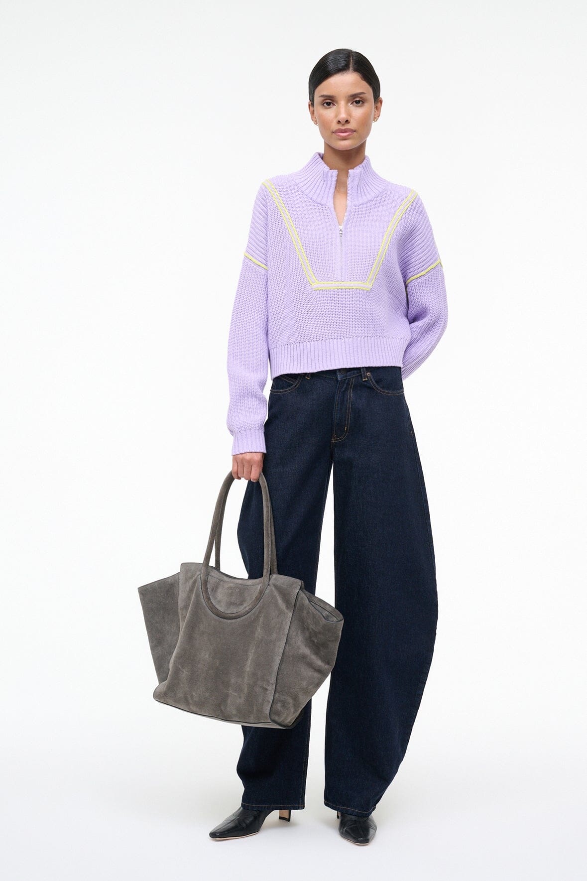 STAUD Sale Cropped Hampton Sweater Wisteria