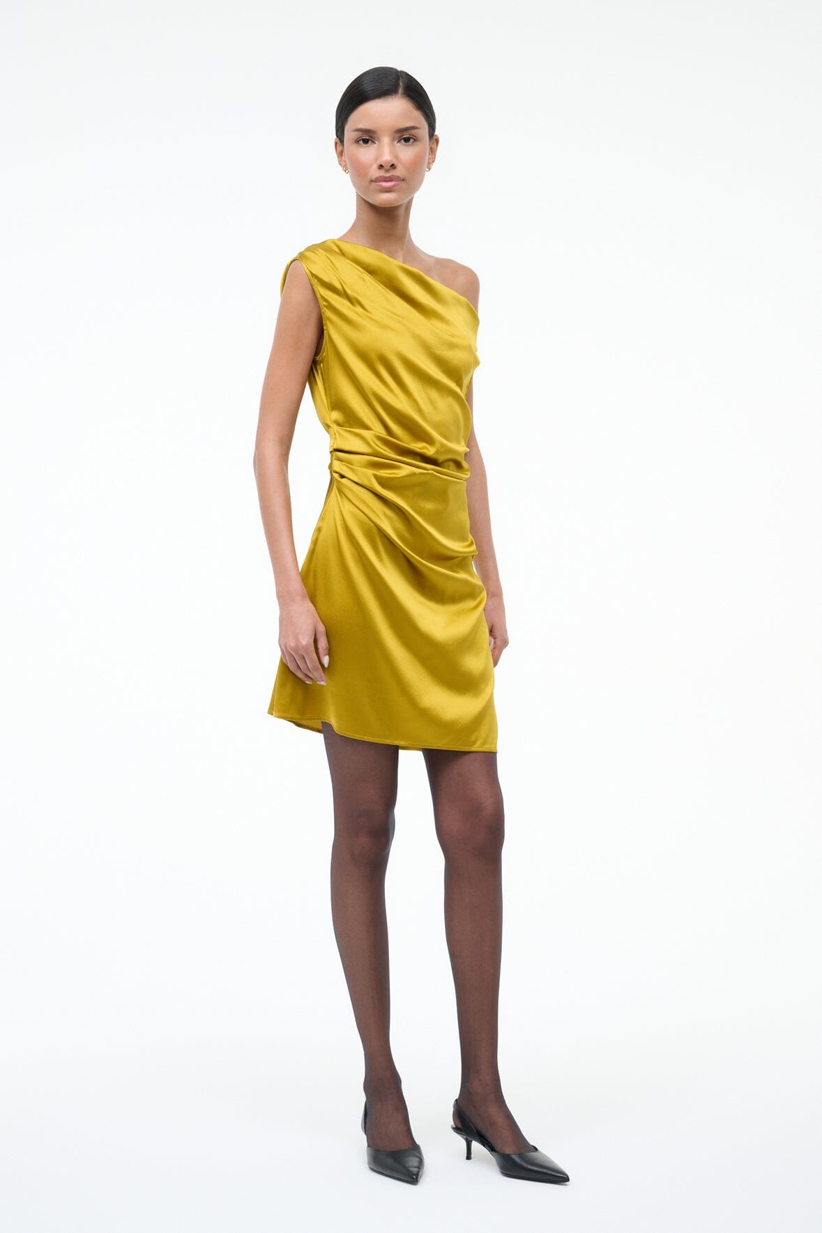 STAUD Sale Mini Phare Silk Dress Turmeric