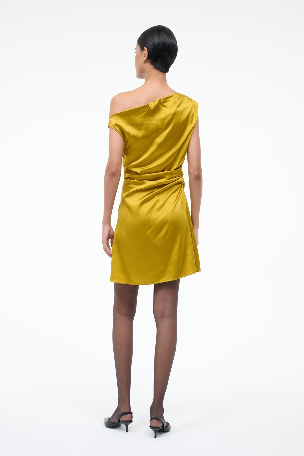 STAUD Sale Mini Phare Silk Dress Turmeric