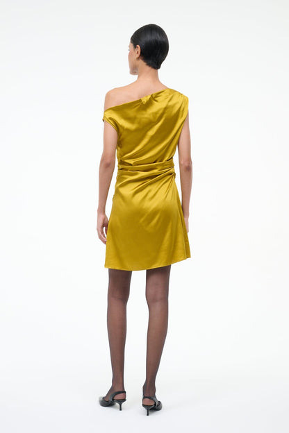 STAUD Sale Mini Phare Silk Dress Turmeric